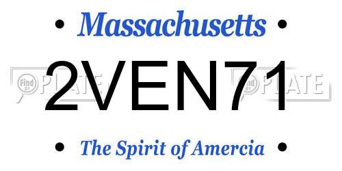 2VEN71 Massachusetts License Plate