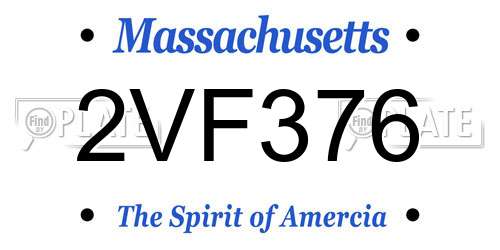 2VF376 Massachusetts License Plate