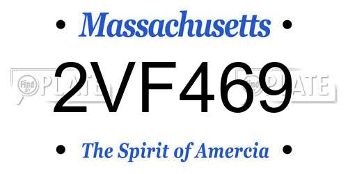 2VF469 Massachusetts License Plate