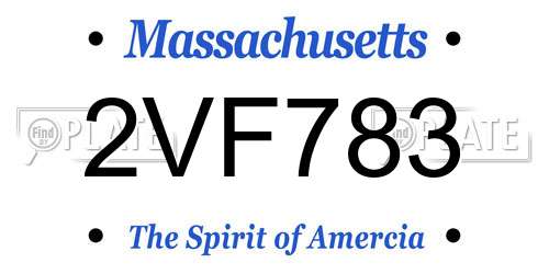 2VF783 Massachusetts License Plate