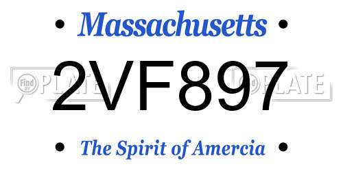 2VF897 Massachusetts License Plate