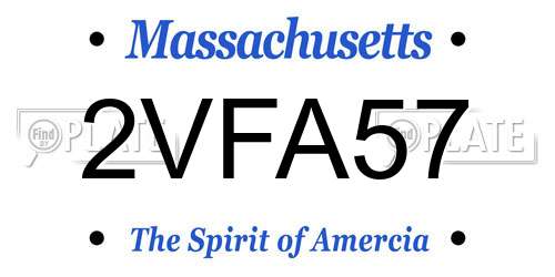 2VFA57 Massachusetts License Plate