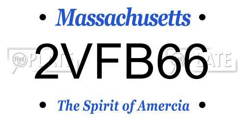 2VFB66 Massachusetts License Plate