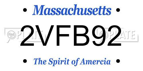 2VFB92 Massachusetts License Plate