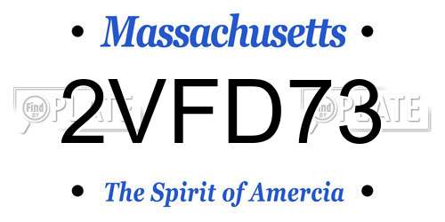 2VFD73 Massachusetts License Plate