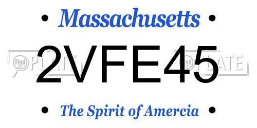 2VFE45 Massachusetts License Plate