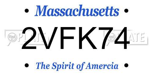 2VFK74 Massachusetts License Plate