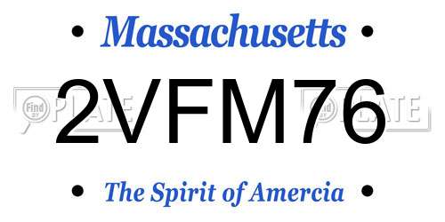 2VFM76 Massachusetts License Plate