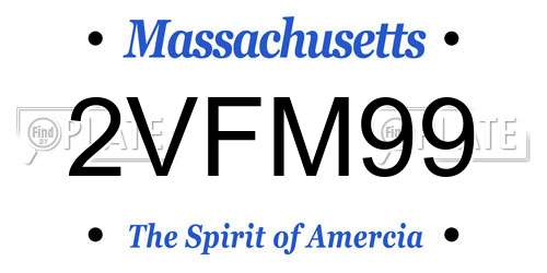 2VFM99 Massachusetts License Plate