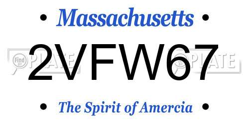 2VFW67 Massachusetts License Plate