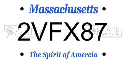 2VFX87 Massachusetts License Plate