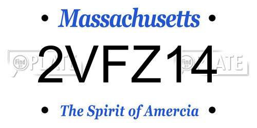 2VFZ14 Massachusetts License Plate