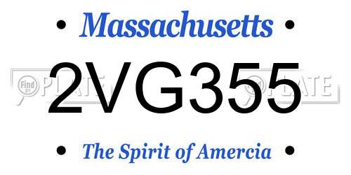 2VG355 Massachusetts License Plate