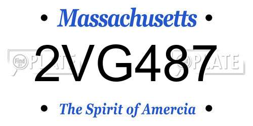 2VG487 Massachusetts License Plate