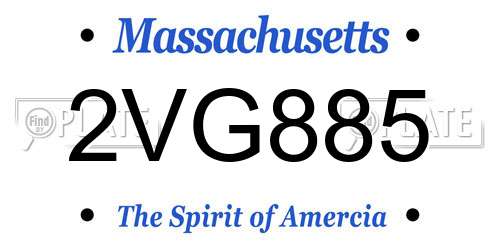 2VG885 Massachusetts License Plate