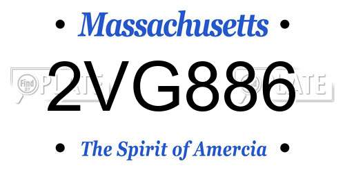2VG886 Massachusetts License Plate