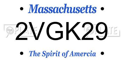 2VGK29 Massachusetts License Plate