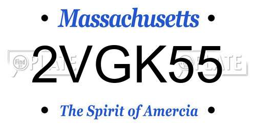 2VGK55 Massachusetts License Plate