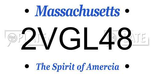 2VGL48 Massachusetts License Plate