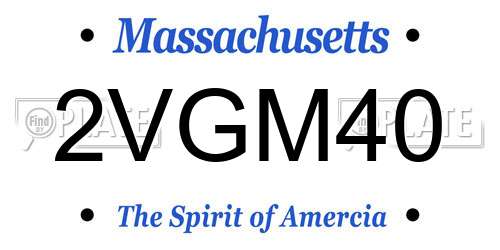 2VGM40 Massachusetts License Plate
