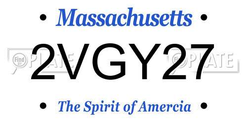 2VGY27 Massachusetts License Plate