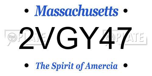 2VGY47 Massachusetts License Plate