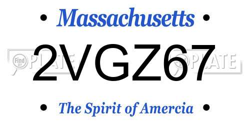 2VGZ67 Massachusetts License Plate