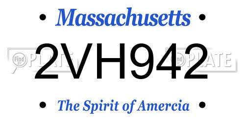 2VH942 Massachusetts License Plate