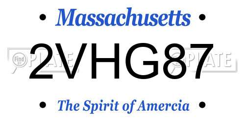 2VHG87 Massachusetts License Plate