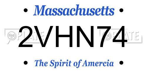 2VHN74 Massachusetts License Plate