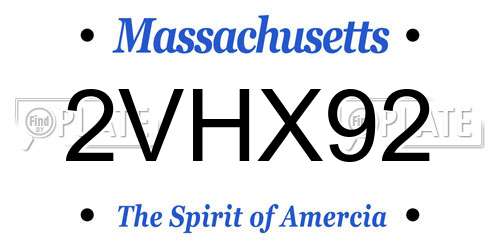 2VHX92 Massachusetts License Plate