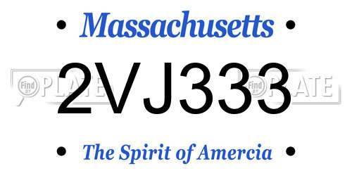 2VJ333 Massachusetts License Plate