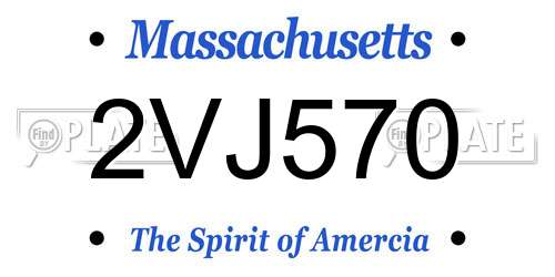 2VJ570 Massachusetts License Plate