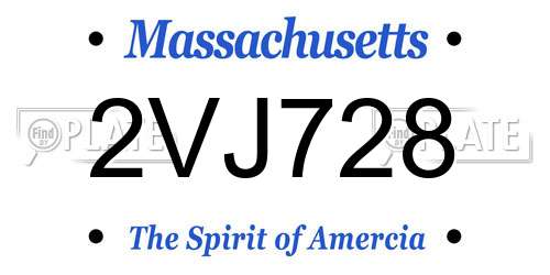 2VJ728 Massachusetts License Plate
