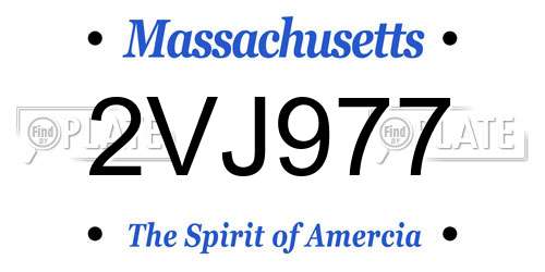 2VJ977 Massachusetts License Plate