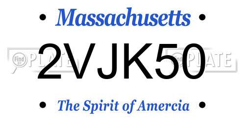 2VJK50 Massachusetts License Plate