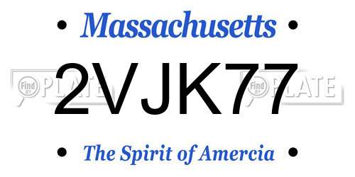 2VJK77 Massachusetts License Plate