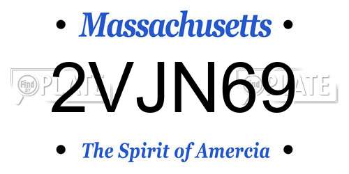 2VJN69 Massachusetts License Plate