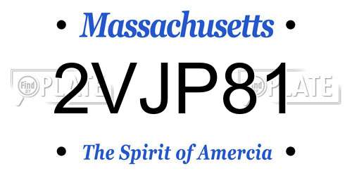 2VJP81 Massachusetts License Plate