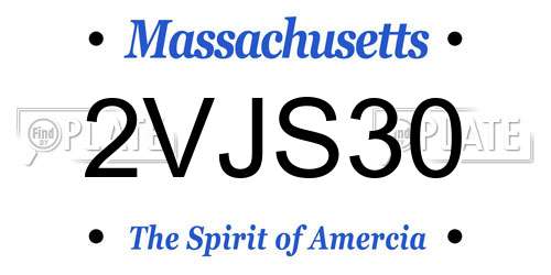 2VJS30 Massachusetts License Plate
