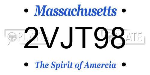 2VJT98 Massachusetts License Plate