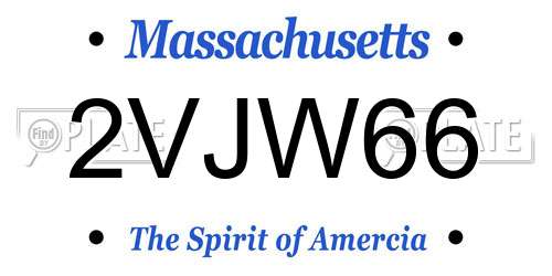 2VJW66 Massachusetts License Plate