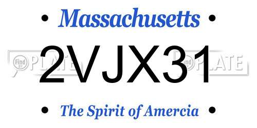 2VJX31 Massachusetts License Plate