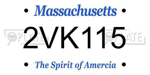 2VK115 Massachusetts License Plate