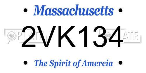 2VK134 Massachusetts License Plate