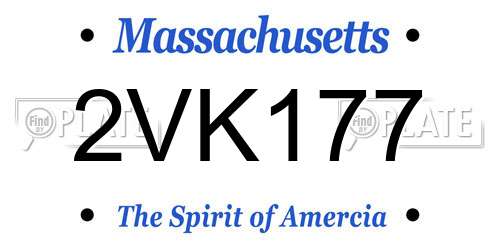 2VK177 Massachusetts License Plate