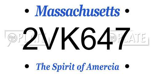 2VK647 Massachusetts License Plate