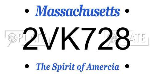 2VK728 Massachusetts License Plate