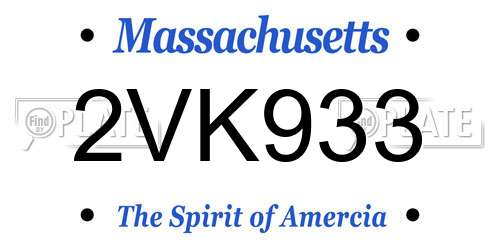 2VK933 Massachusetts License Plate