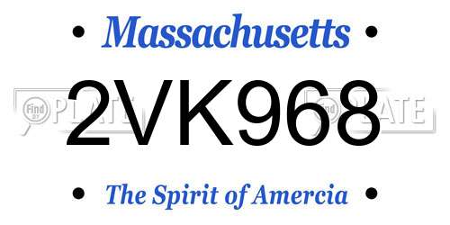 2VK968 Massachusetts License Plate